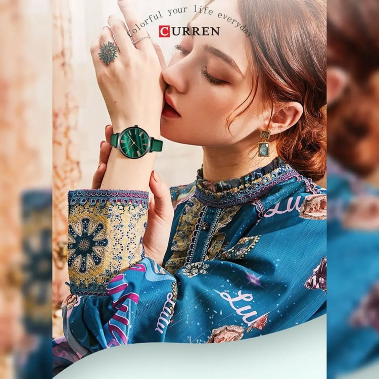 ساعت ساعت مچی زنانه کارن مدل CURREN 9076 اورجینال بند چرمی ضدآب