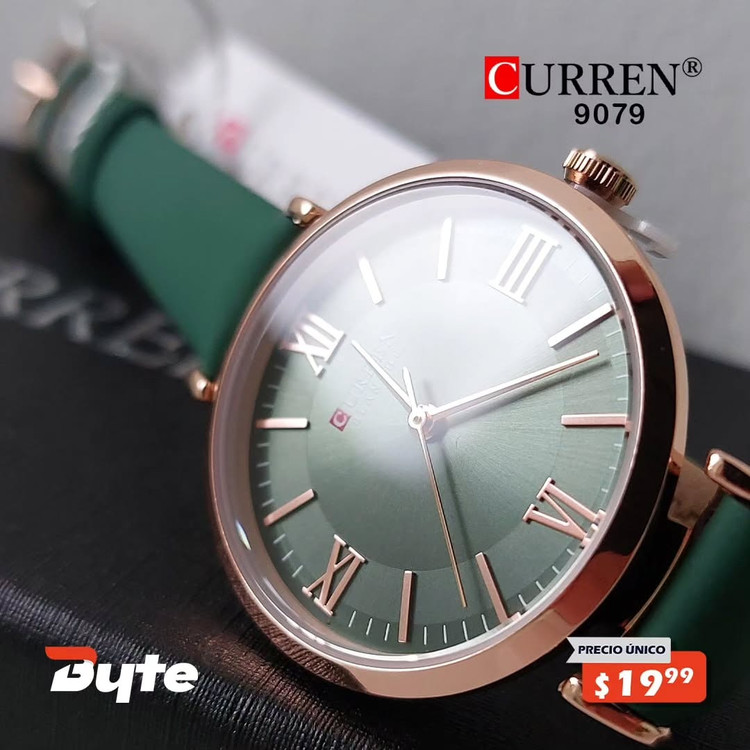 تصویر محصول: ساعت مچی زنانه کارن بند چرمی CURREN 9079 ساعت اورجینال ضداب