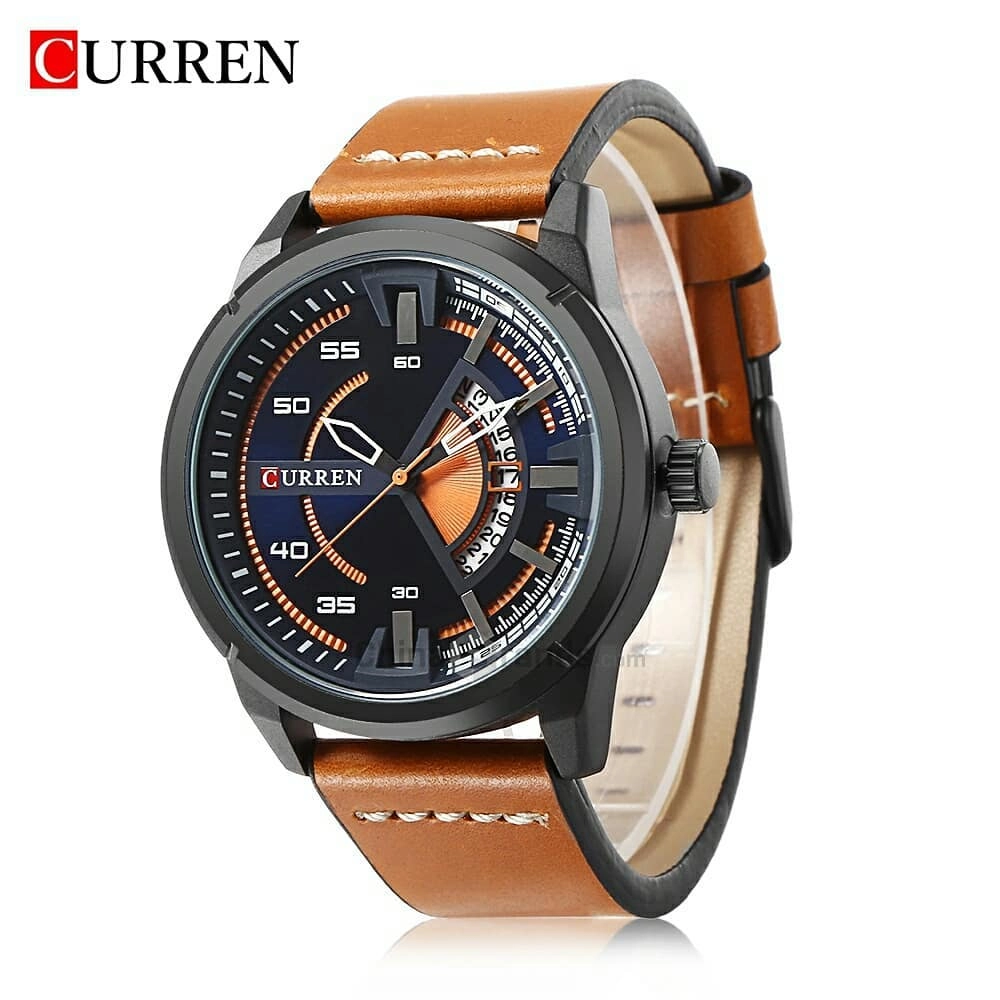 ساعت مچی مردانه کارن بند چرمی CURREN 8298 ساعت اورجینال ضداب - کرم سفید