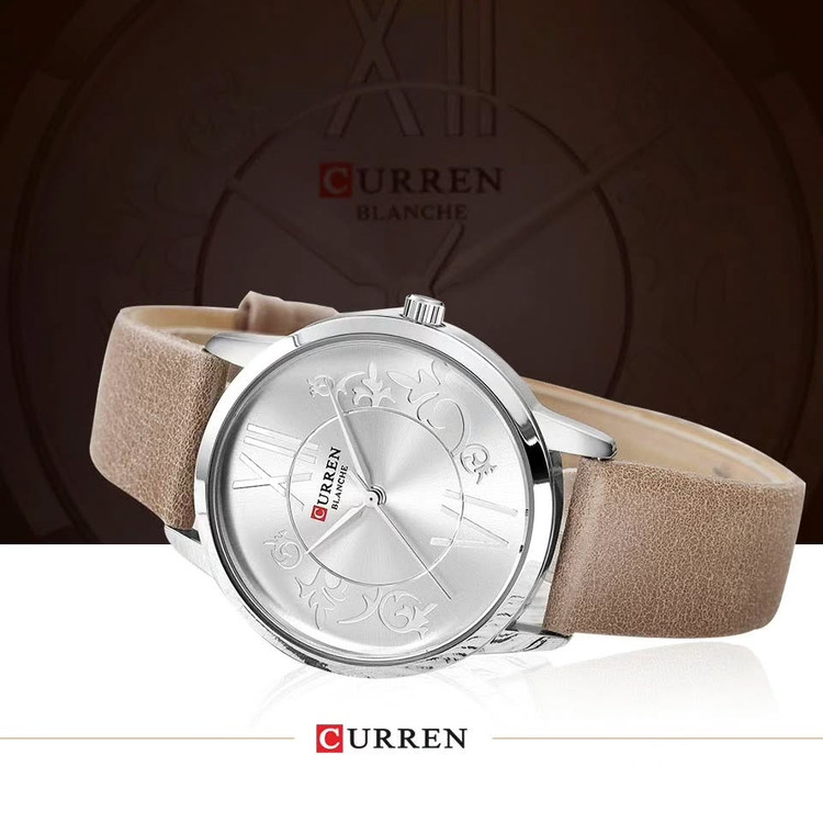 ساعت ساعت مچی زنانه کارن بند چرمی CURREN 9049 ساعت اورجینال ضداب