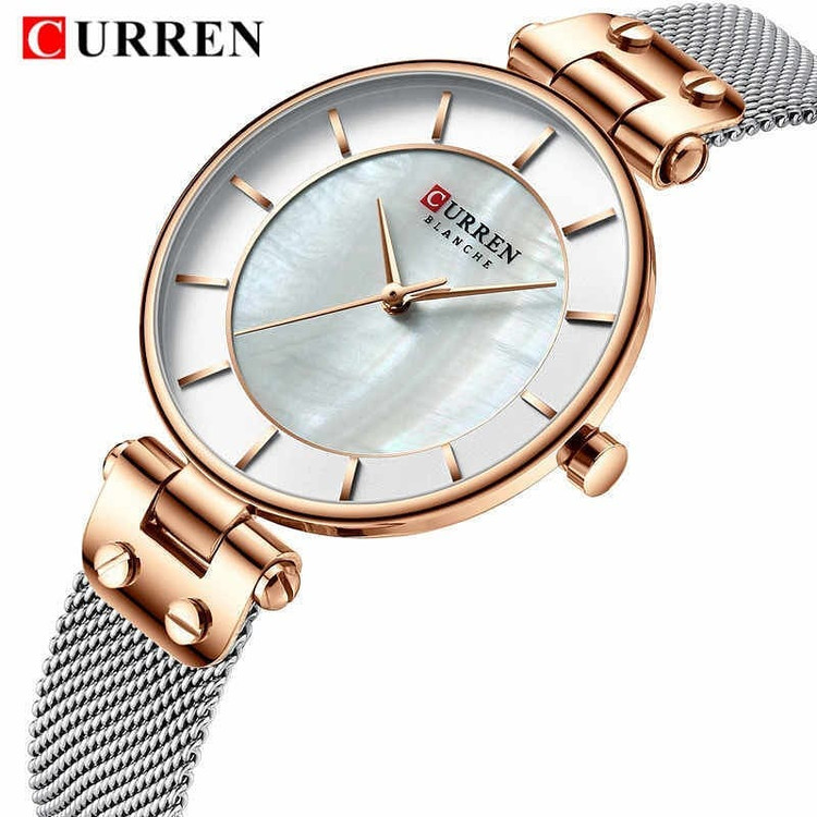 تصویر محصول: ساعت مچی زنانه کارن بند استیل حصیری CURREN 9056 ساعت اورجینال ضداب