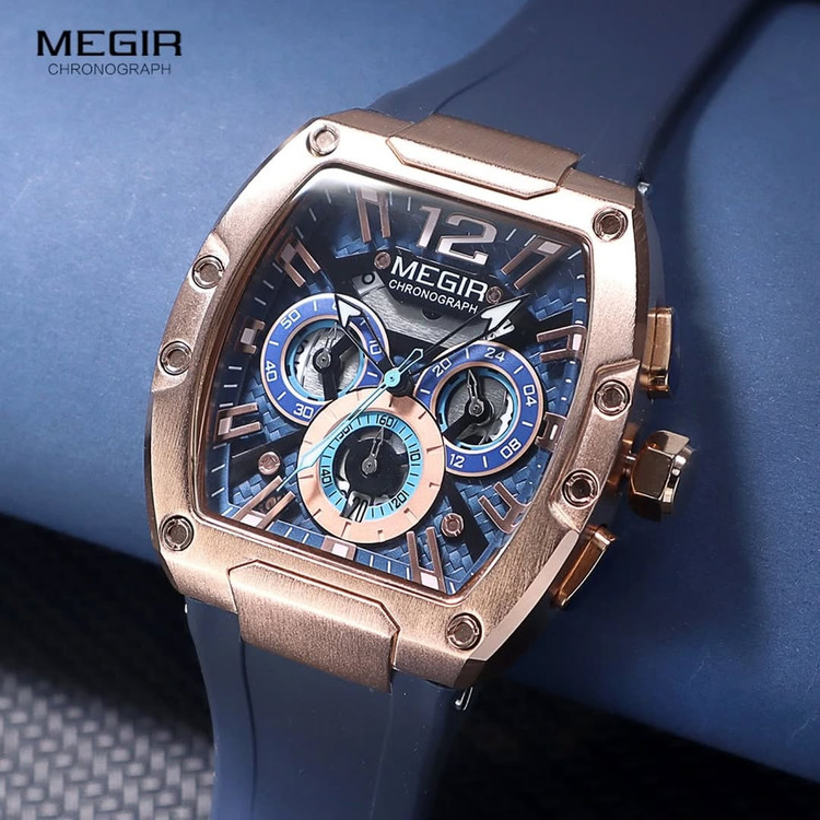 ساعت مچی مردانه مگیر بند سیلیکونی MEGIR 8112 ساعت اورجینال ضداب