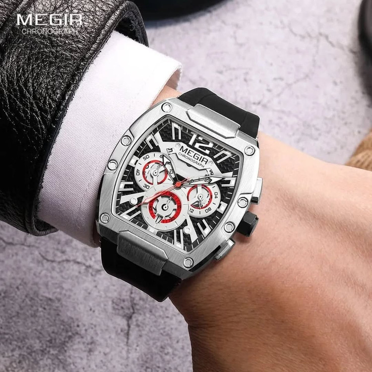 ساعت مچی مردانه مگیر بند سیلیکونی MEGIR 8112 ساعت اورجینال ضداب