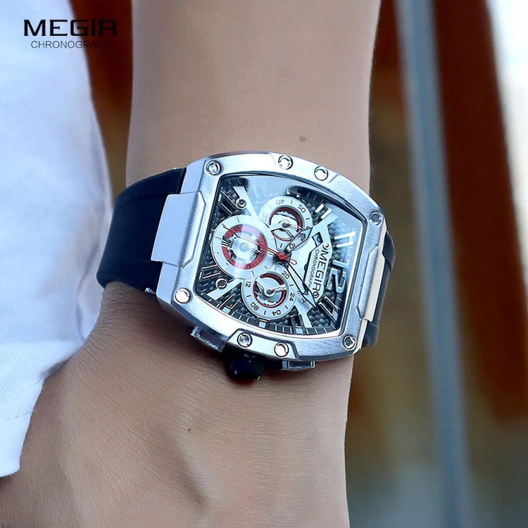 ساعت مچی مردانه مگیر بند سیلیکونی MEGIR 8112 ساعت اورجینال ضداب