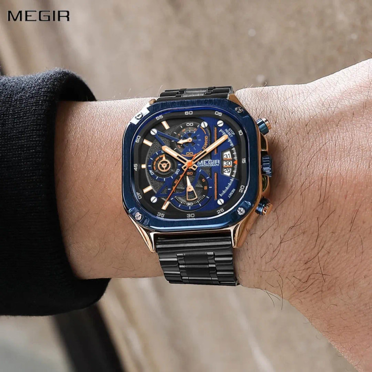 ساعت مچی مردانه مگیر مدل MEGIR 2217 اورجینال بند استیل ضدآب