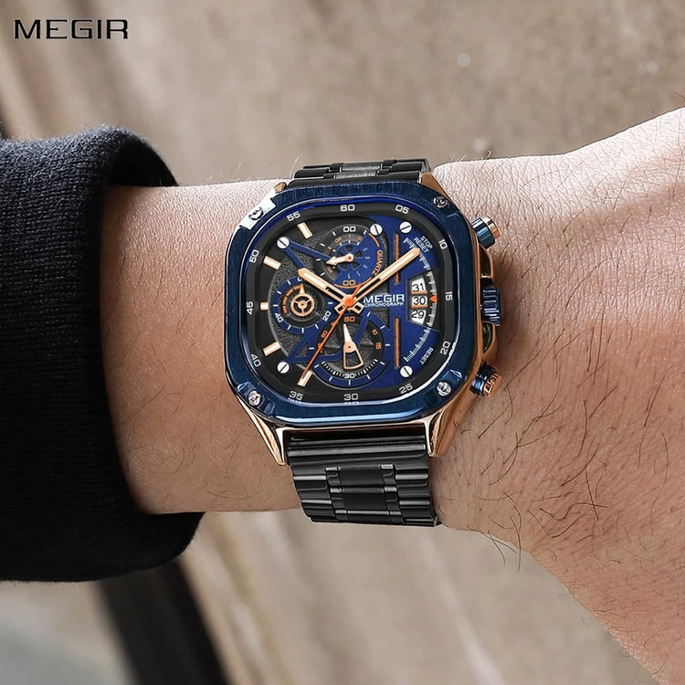 ساعت مچی مردانه مگیر مدل MEGIR 2217 اورجینال بند استیل ضدآب