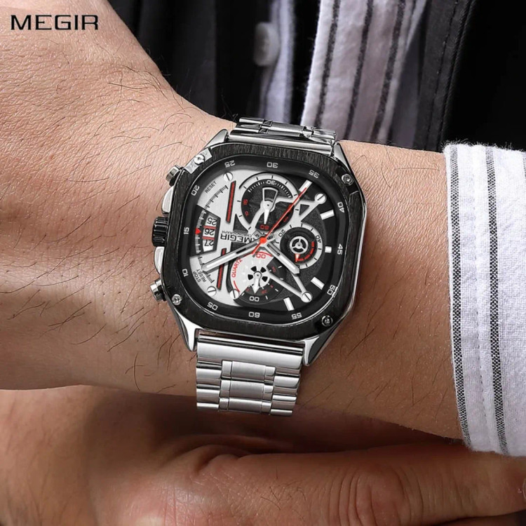 ساعت مچی مردانه مگیر مدل MEGIR 2217 اورجینال بند استیل ضدآب