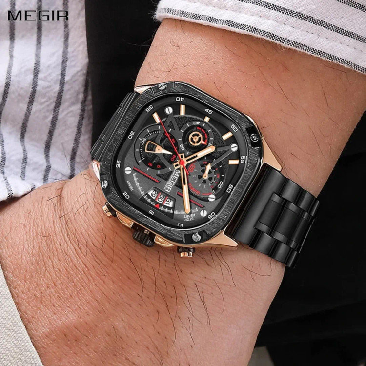 ساعت مچی مردانه مگیر مدل MEGIR 2217 اورجینال بند استیل ضدآب