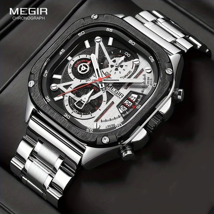 ساعت مچی مردانه مگیر مدل MEGIR 2217 اورجینال بند استیل ضدآب