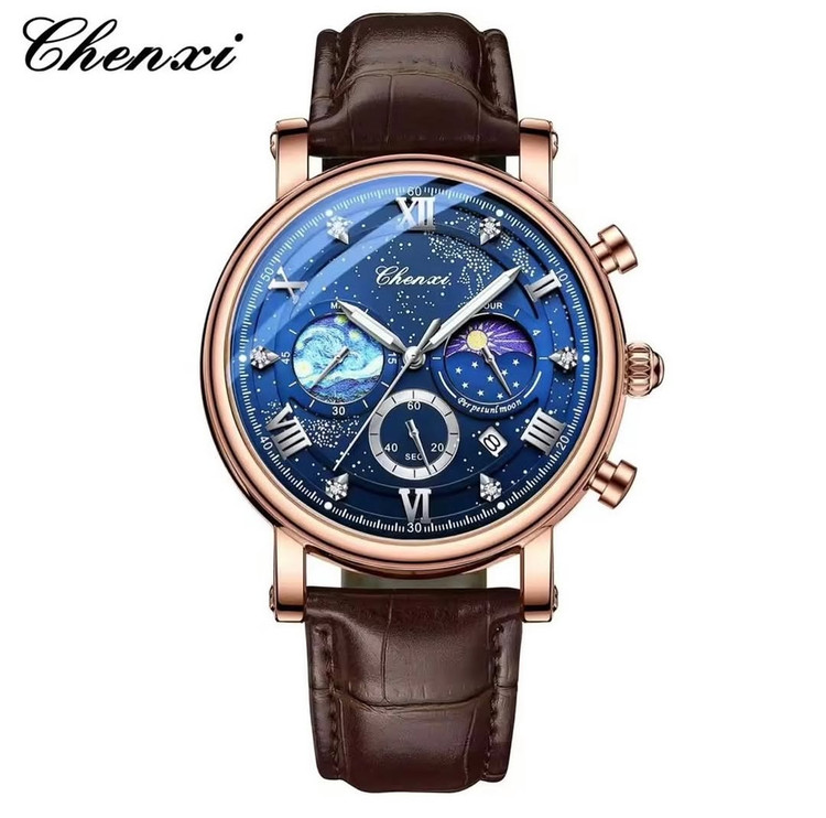 ساعت مچی مردانه چنکسی بند چرمی CHENXI 972 ساعت اورجینال ضدآب