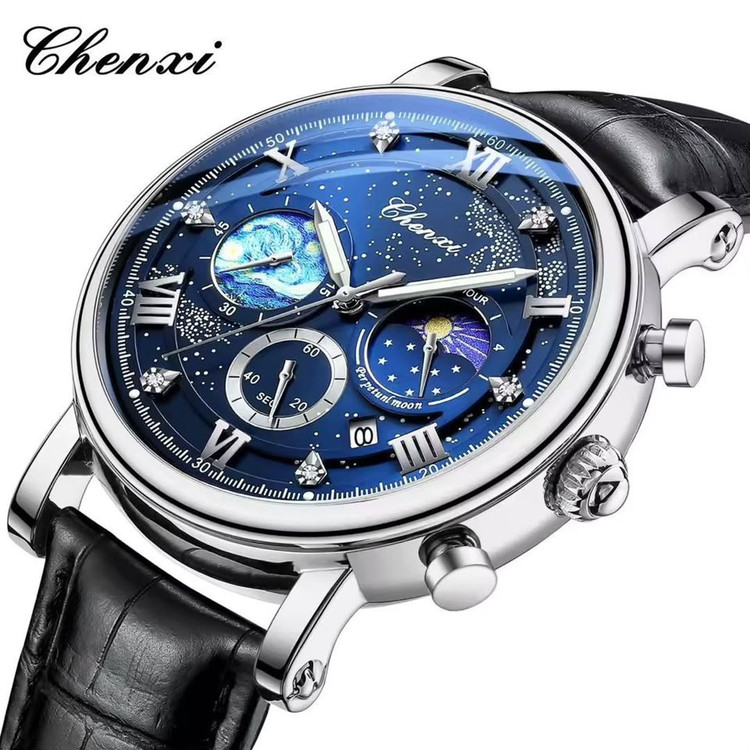 ساعت مچی مردانه چنکسی بند چرمی CHENXI 972 ساعت اورجینال ضدآب