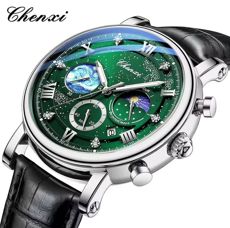 ساعت مچی مردانه چنکسی بند چرمی CHENXI 972 ساعت اورجینال ضدآب
