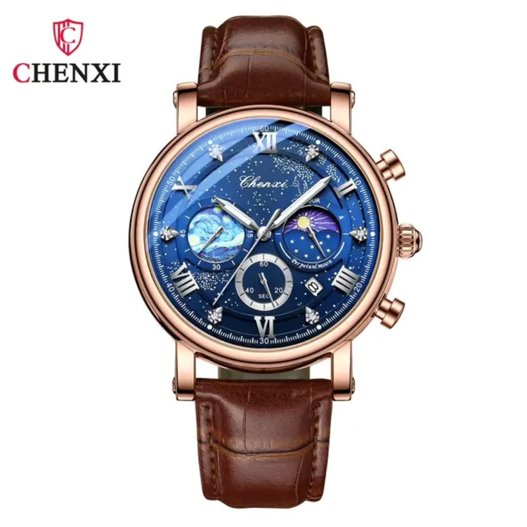ساعت مچی مردانه چنکسی بند چرمی CHENXI 972 ساعت اورجینال ضدآب