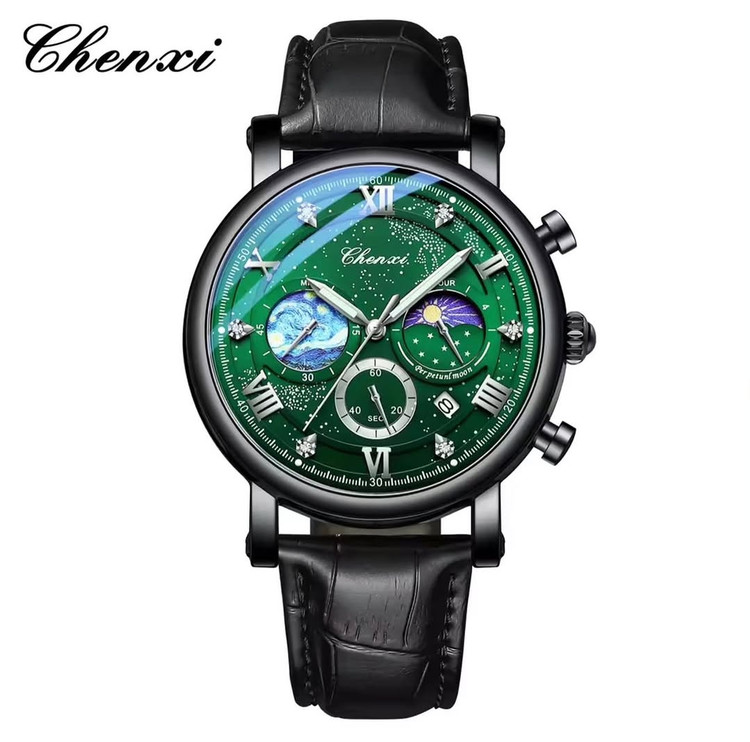 ساعت مچی مردانه چنکسی بند چرمی CHENXI 972 ساعت اورجینال ضدآب