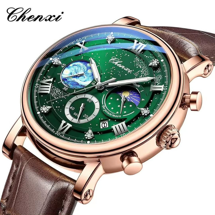 ساعت مچی مردانه چنکسی بند چرمی CHENXI 972 ساعت اورجینال ضدآب