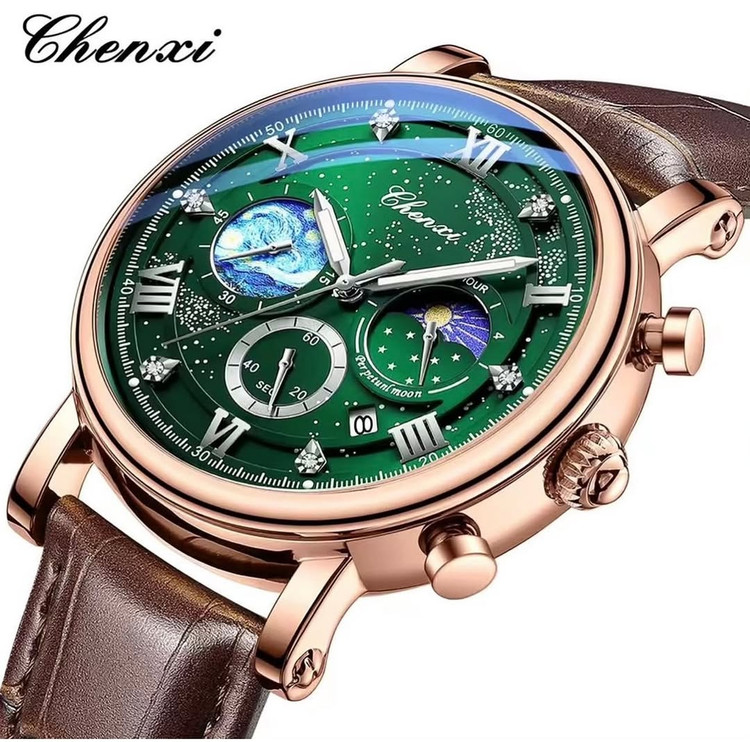 ساعت مچی مردانه چنکسی بند چرمی CHENXI 972 ساعت اورجینال ضدآب