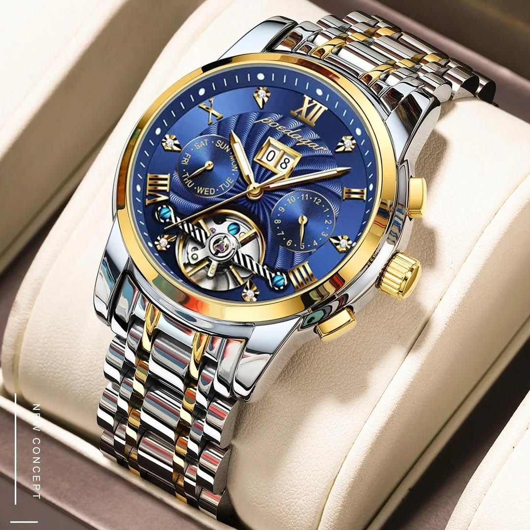 ساعت مچی اتوماتیک مردانه پودگار مدل Poedagar 1408 اورجینال بند استیل ضدآب