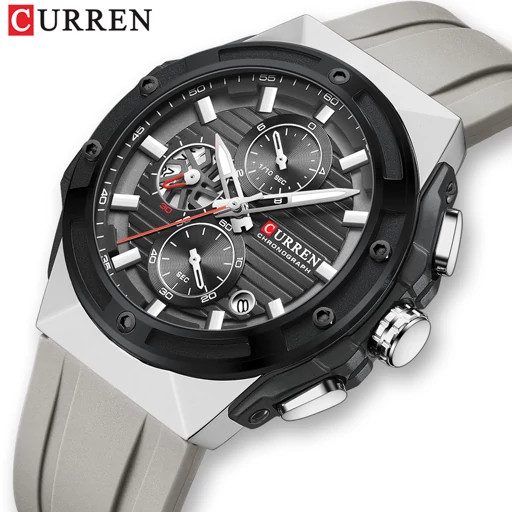 ساعت ساعت مچی مردانه کارن مدل CURREN 8462 اورجینال بند سیلیکون ضدآب