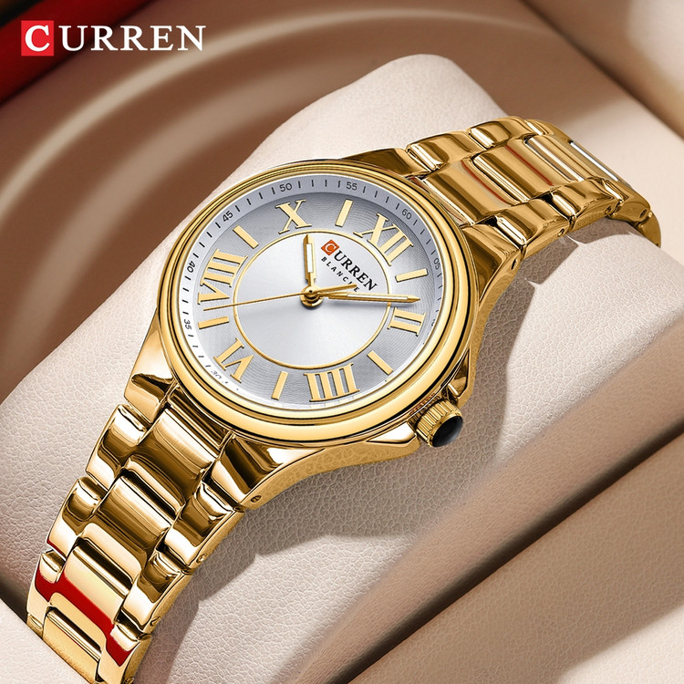 ساعت مچی زنانه کارن مدل CURREN 9091 اورجینال بند استیل ضدآب