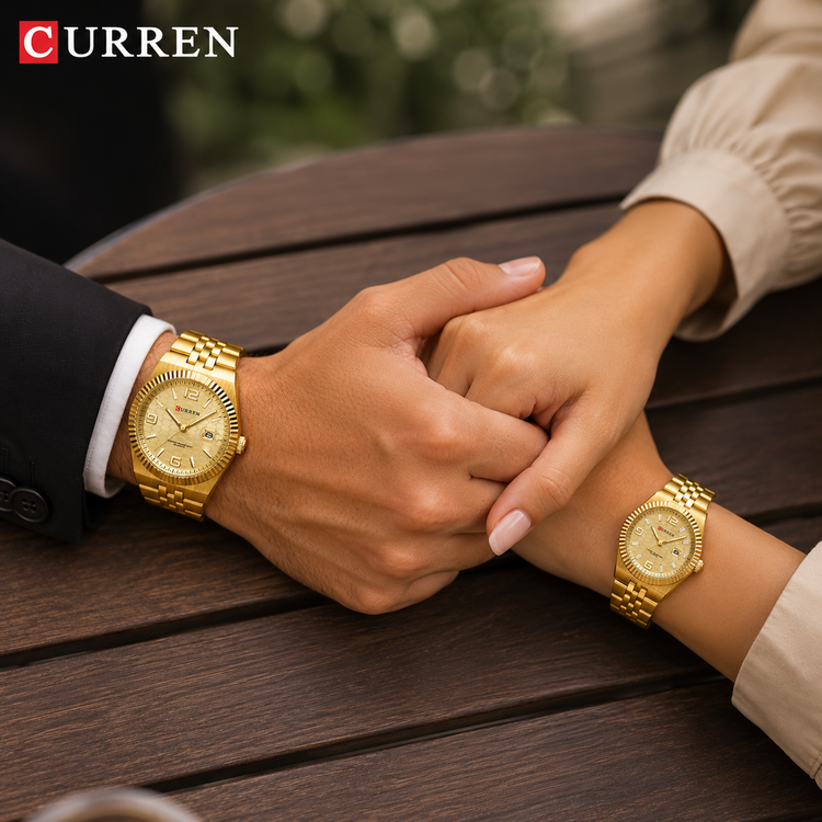 ساعت مچی ست مردانه و زنانه کارن مدل CURREN 8498 اورجینال | بند استیل | ضدآب