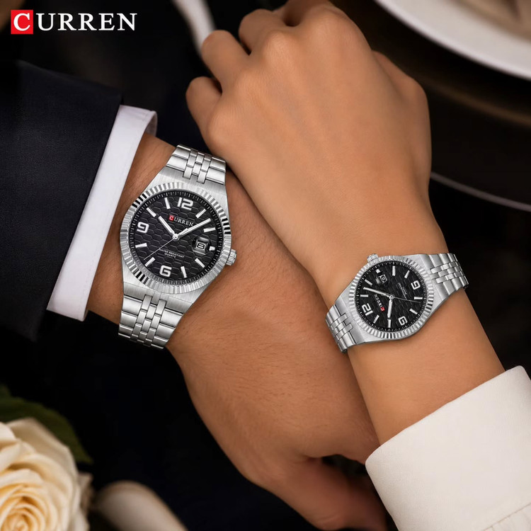ساعت مچی ست مردانه و زنانه کارن مدل CURREN 8498 اورجینال | بند استیل | ضدآب