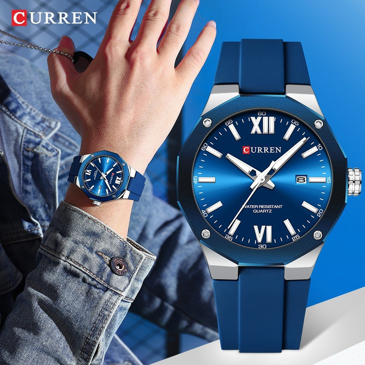 ساعت مچی مردانه کارن مدل CURREN 8465 اورجینال | بند سیلیکونی | ضدآب